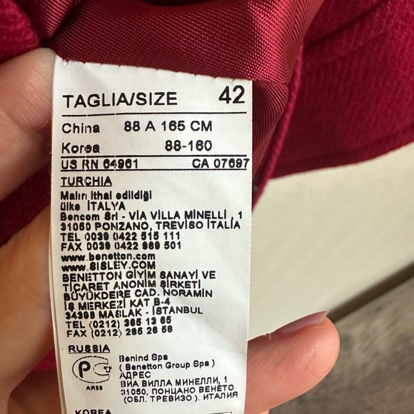 United Colors Of Benetton 100% Wool Dramatic Cropped Peacoat Swing Coat Sz42 - Picture 9 of 10